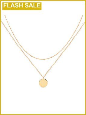Layered Pendant Necklace Set 18K Gold Plated Brass Choker and Long Chain